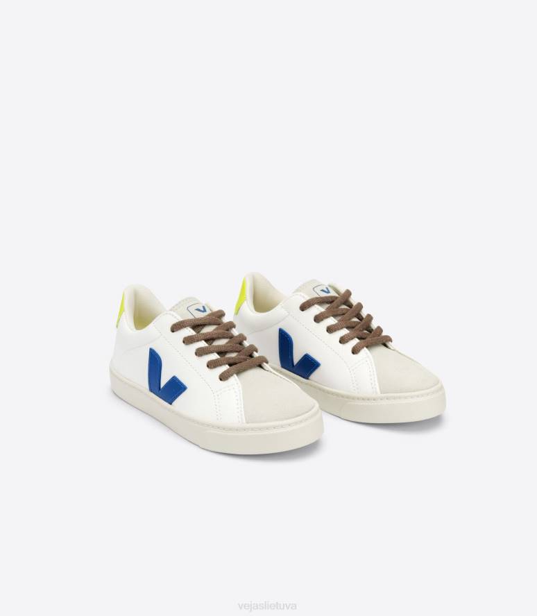 avalynė Veja Esplar raišteliai be chromo oda balta indigo jaune fluo vaikai F4NX341