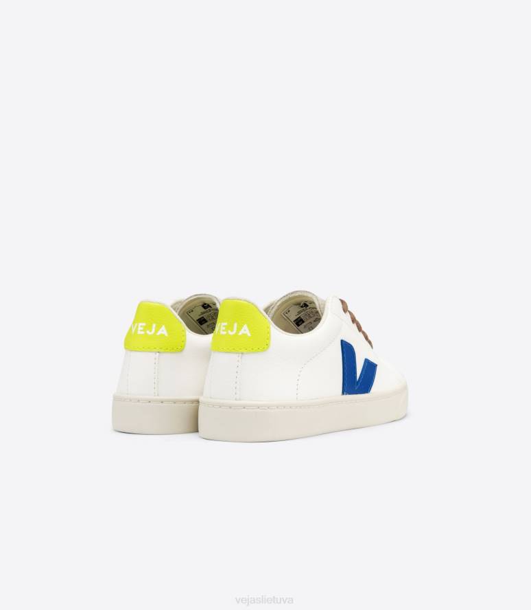 avalynė Veja Esplar raišteliai be chromo oda balta indigo jaune fluo vaikai F4NX341