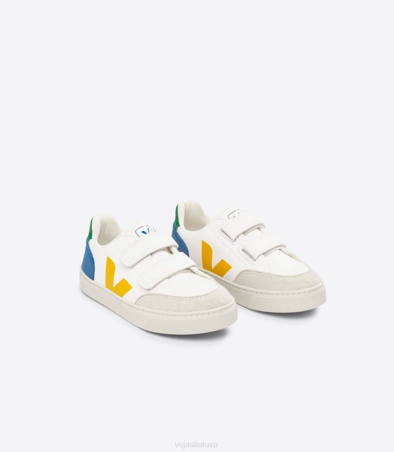 avalynė Veja v-12 bechromo odinė balta multico indigo vaikai F4NX302