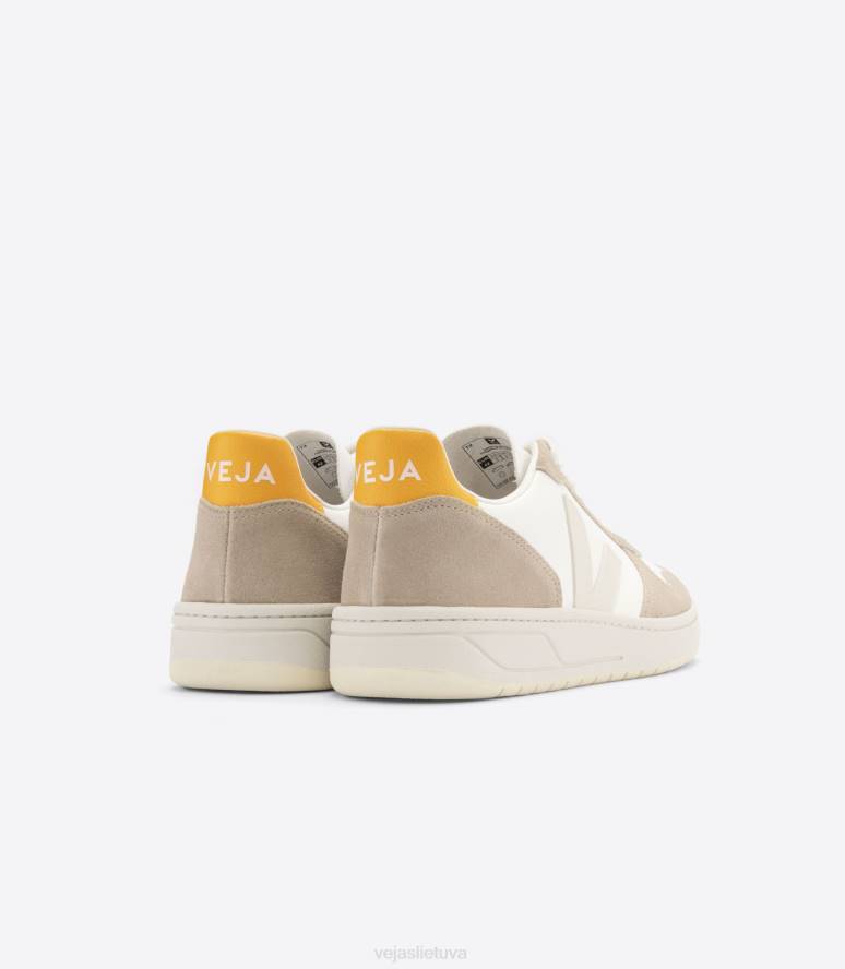 avalynė Veja v-10 bechromo odinė balta sahara ouro vyrų F4NX69